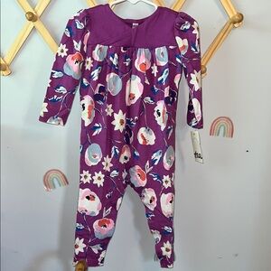 Tea Collection Purple and Pink Floral Footies